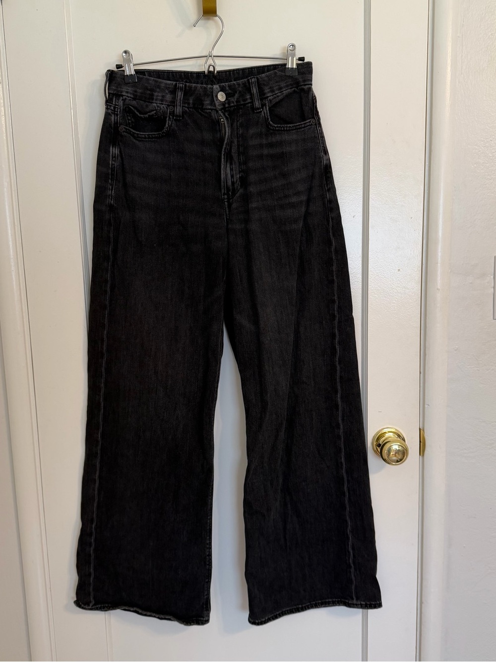 American Eagle | Curvy| Black Wide Leg Jeans | 6L | Stretch